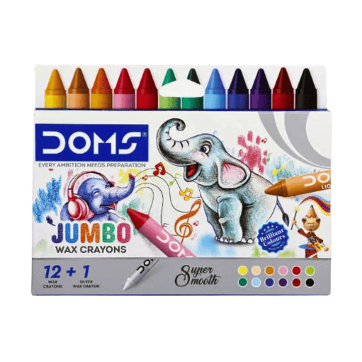Lápices de Cera Jumbo Doms 12 Colores + plateado 1