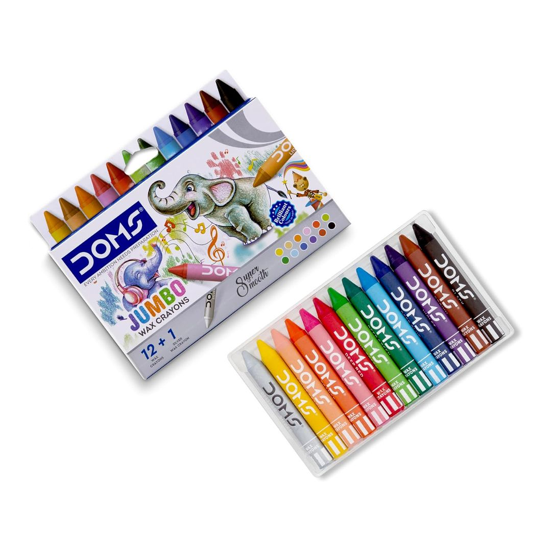 Lápices de Cera Jumbo Doms 12 Colores + plateado 4