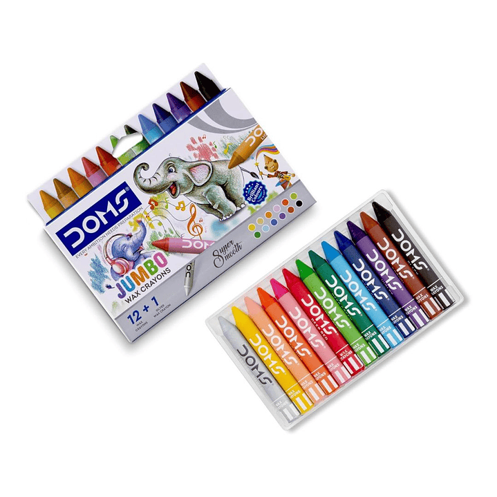 Lápices de Cera Jumbo Doms 12 Colores + plateado 4