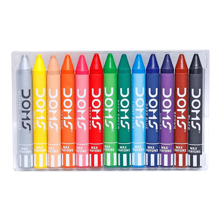 Lápices de Cera Jumbo Doms 12 Colores + plateado 5