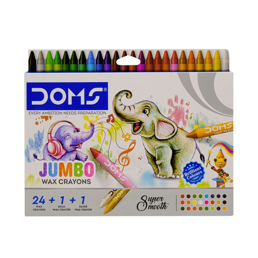 Lápiz Doms Cera Jumbo 24 Unidades + Dorado y Plateado 1