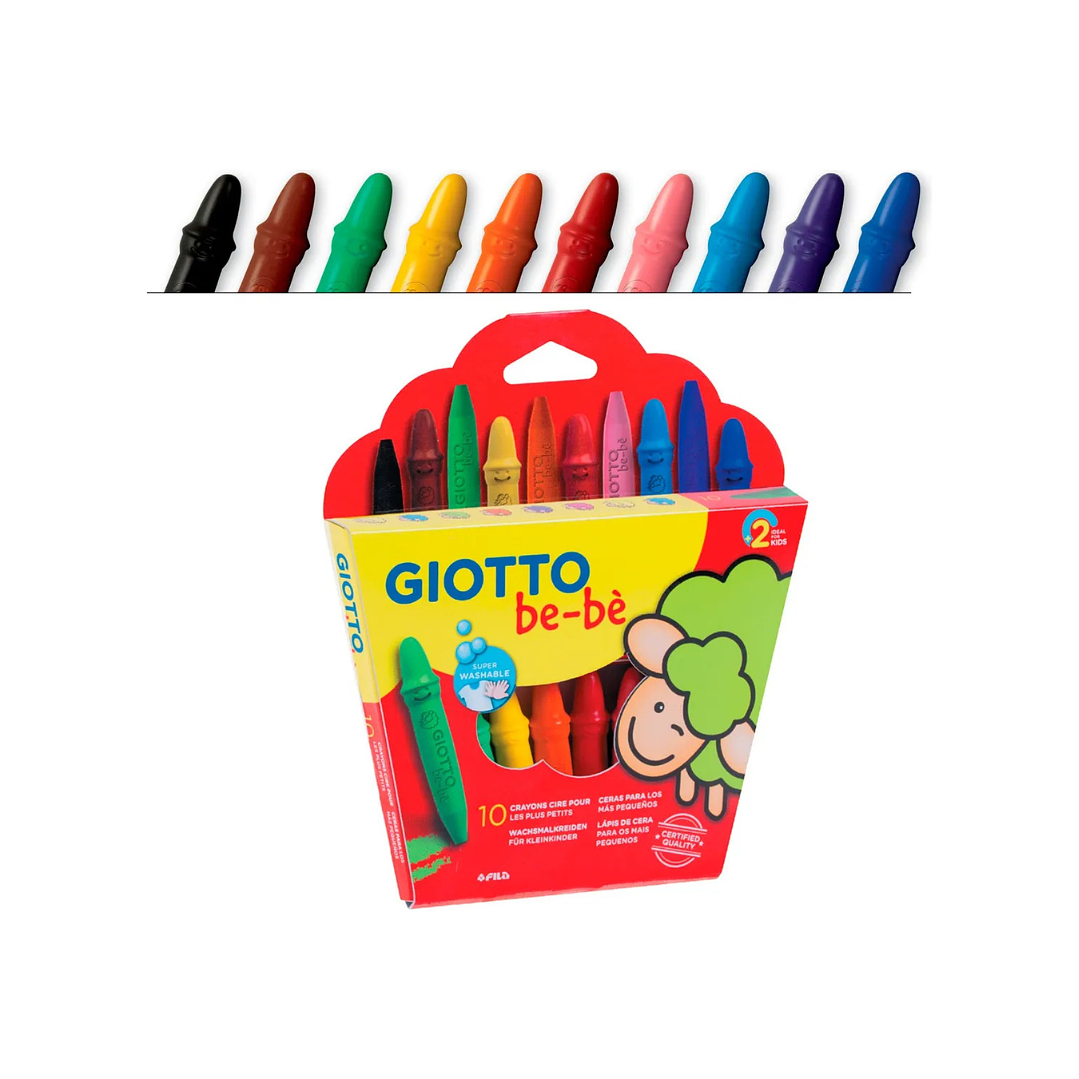 Crayón Cera Lápices Giotto Bebe 10 Colores + Sacapunta 2