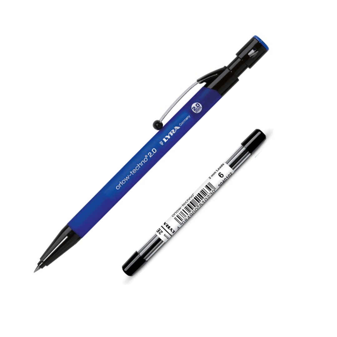 Portaminas Azul Lyra 2.0mm con sacapuntas + tubo 6 minas 2b 4