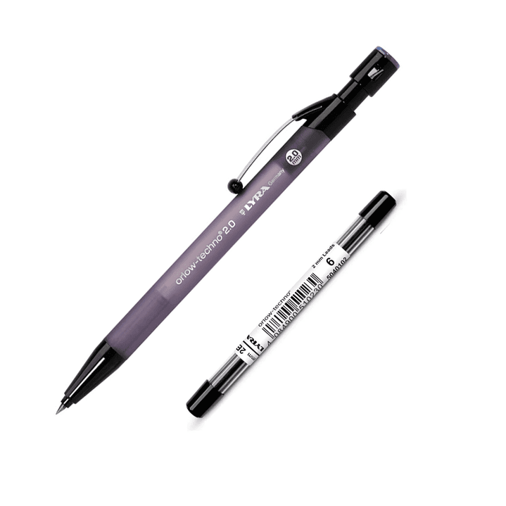 2 Portaminas Lyra 2.0mm con sacapuntas + 2 tubos 6 minas 2b 5
