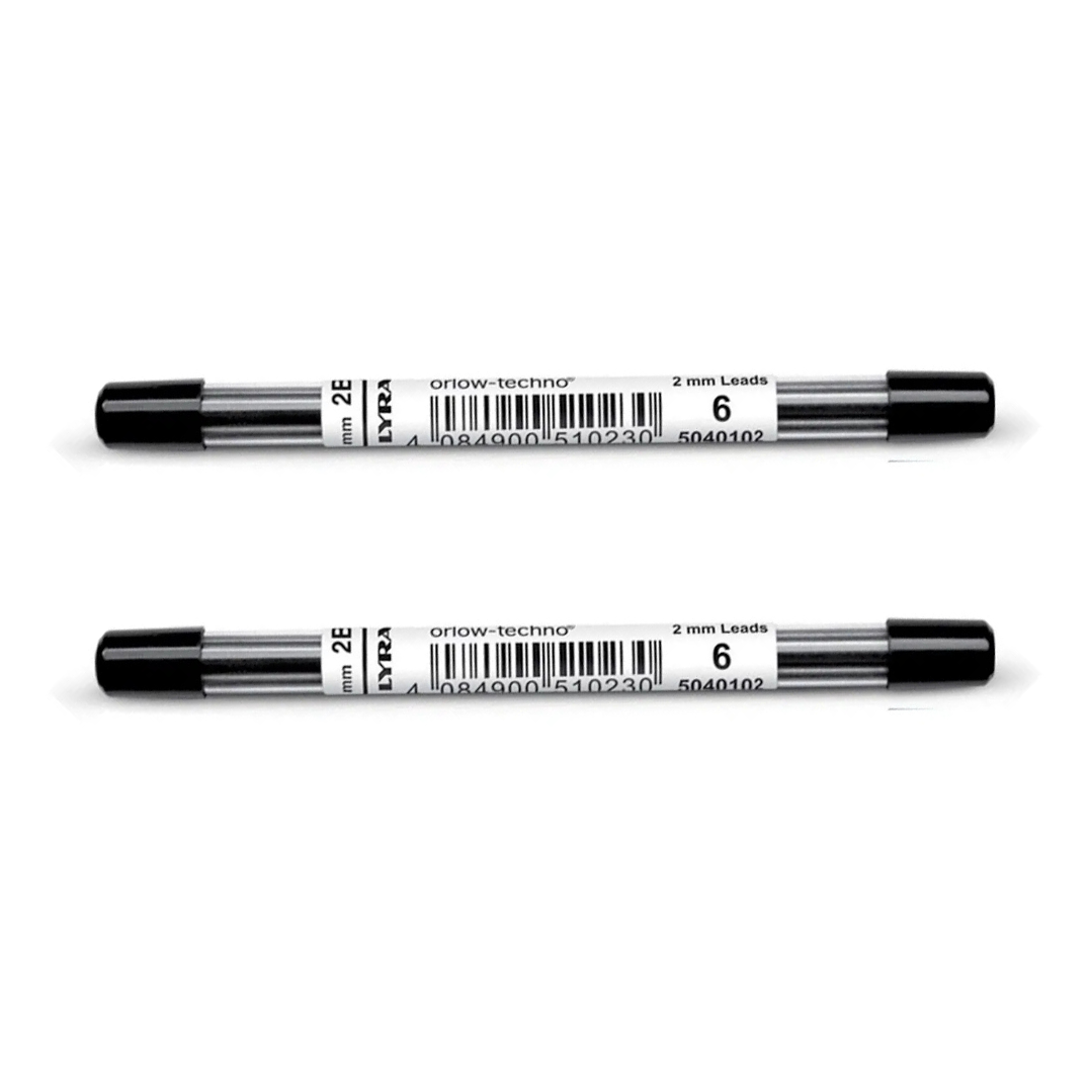2 Portaminas Lyra 2.0mm con sacapuntas + 2 tubos 6 minas 2b 2