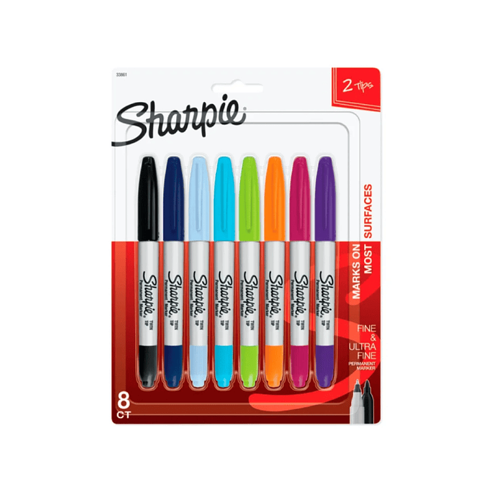 Marcadores Sharpie Doble Punta (twin tip) 8 colores 1