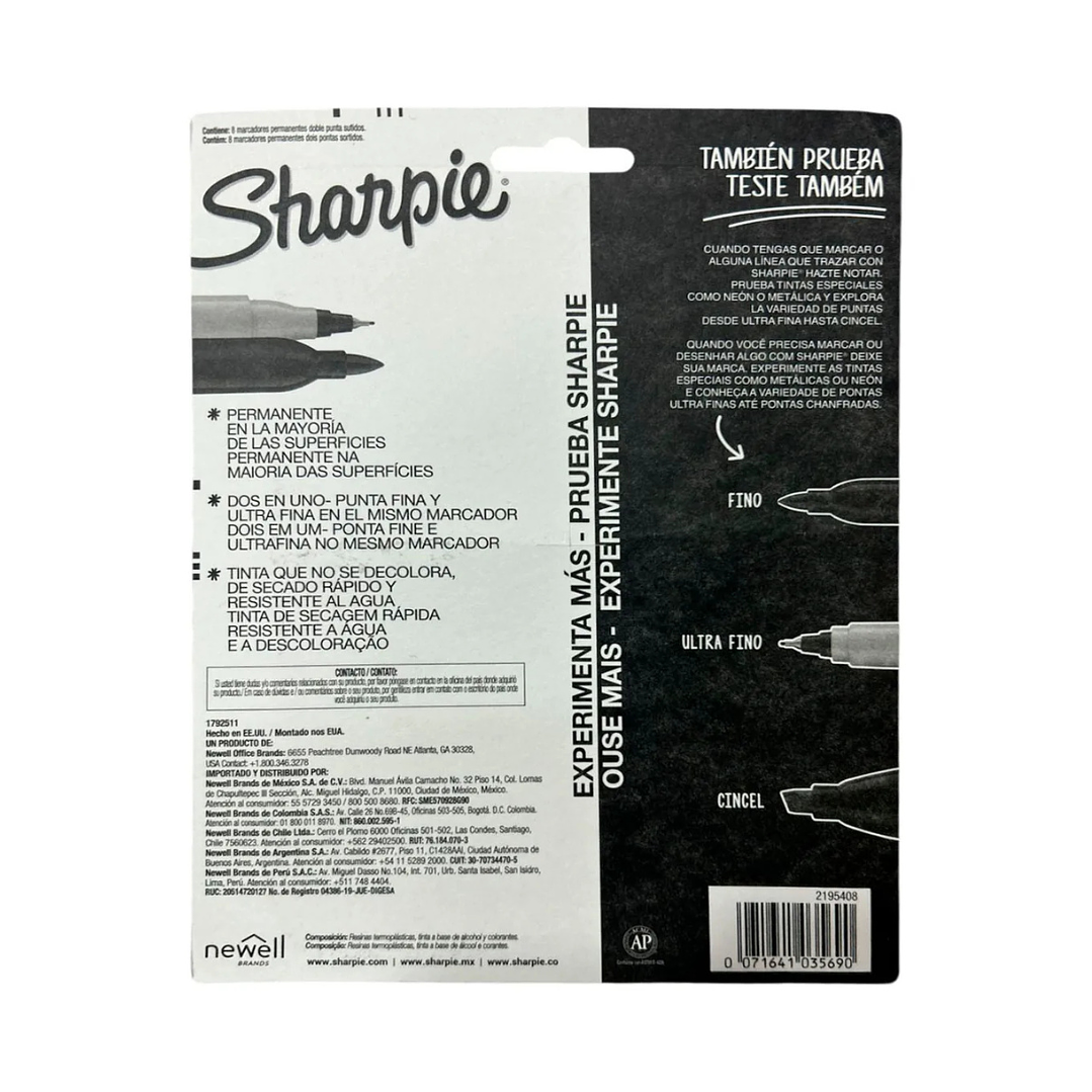 Marcadores Sharpie Doble Punta (twin tip) 8 colores 4