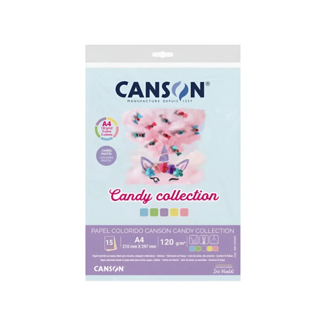 Cartulinas 15 Colores Pastel Canson Candy Collection A4 120g 2