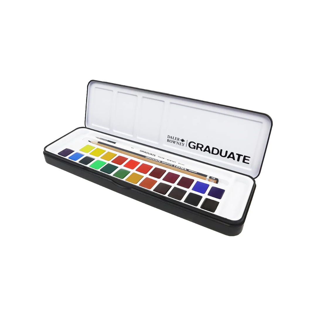Set Acuarela 24 Colores Daler Rowney Graduate + 1 pincel y 1 grafito 4