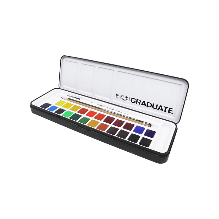 Set Acuarela 24 Colores Daler Rowney Graduate + 1 pincel y 1 grafito 4