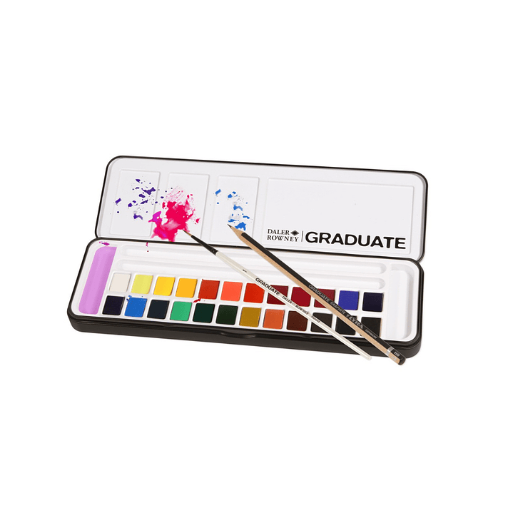 Set Acuarela 24 Colores Daler Rowney Graduate + 1 pincel y 1 grafito 5