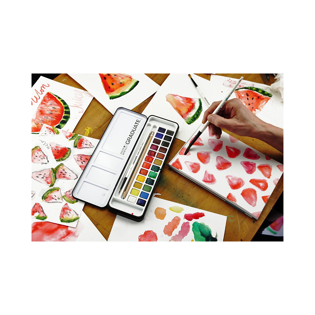 Set Acuarela 24 Colores Daler Rowney Graduate + 1 pincel y 1 grafito 2