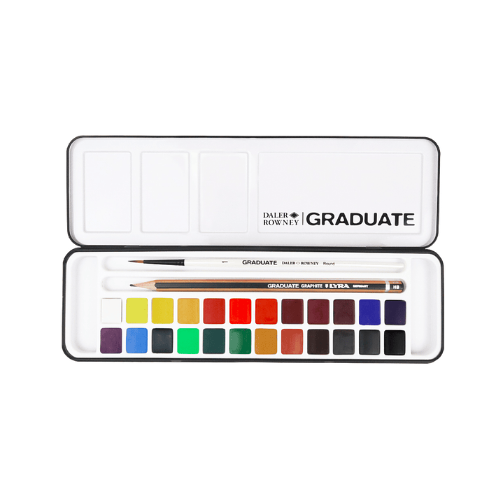 Set Acuarela 24 Colores Daler Rowney Graduate + 1 pincel y 1 grafito 6