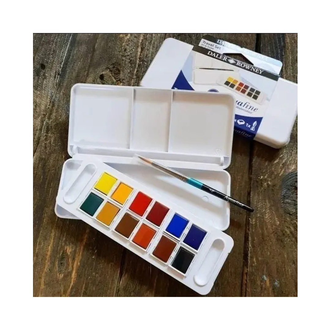 Acuarelas Aquafine Travel Set 12 Colores Daler Rowney Caja plastica 5