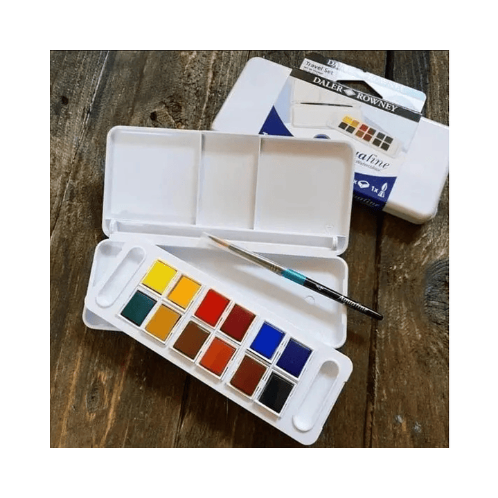 Acuarelas Aquafine Travel Set 12 Colores Daler Rowney Caja plastica 5