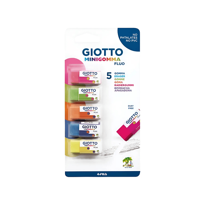 Gomas De Borrar Fluor Giotto Mini Pack De 5 Unidades 1