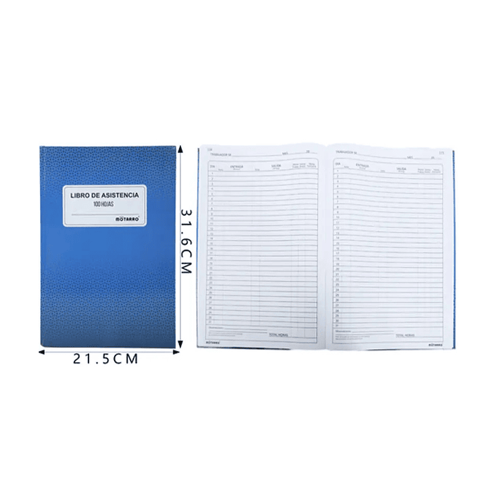 Libro De Asistencia 100 Hojas Motarro Tapa Dura 3