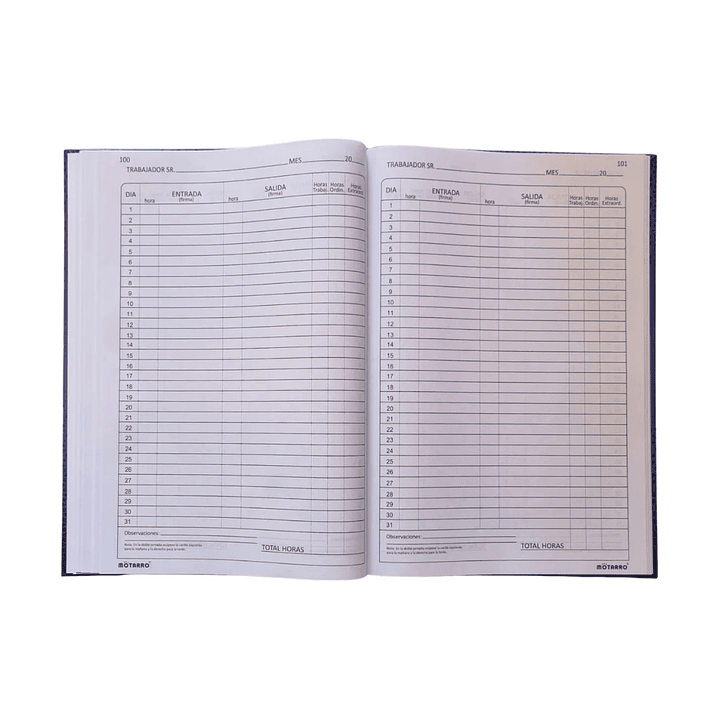 Libro De Asistencia 100 Hojas Motarro Tapa Dura 2