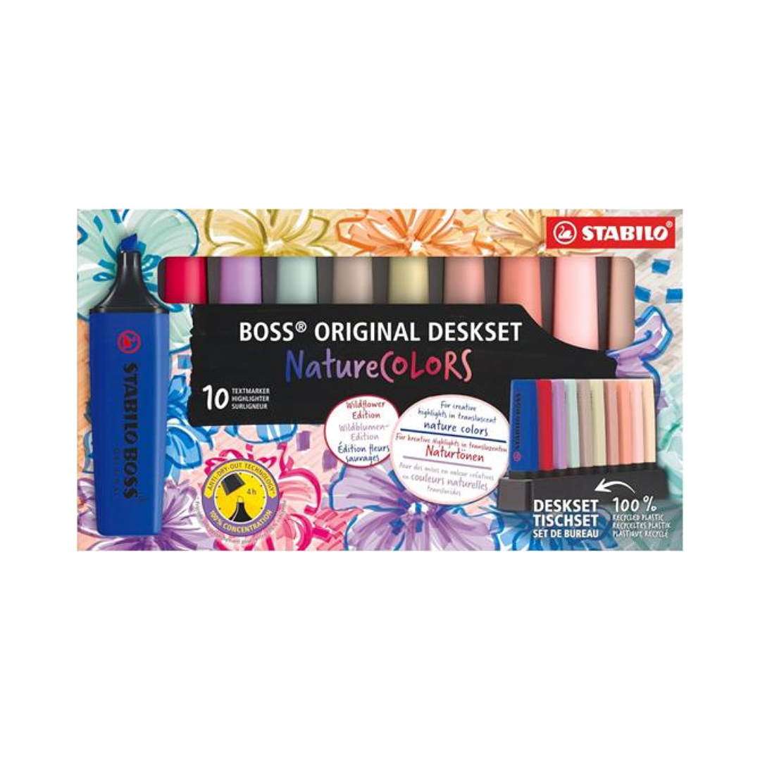 Destacadores Stabilo Boss Nature Wildflower Edition + Deskset 10 Colores 7