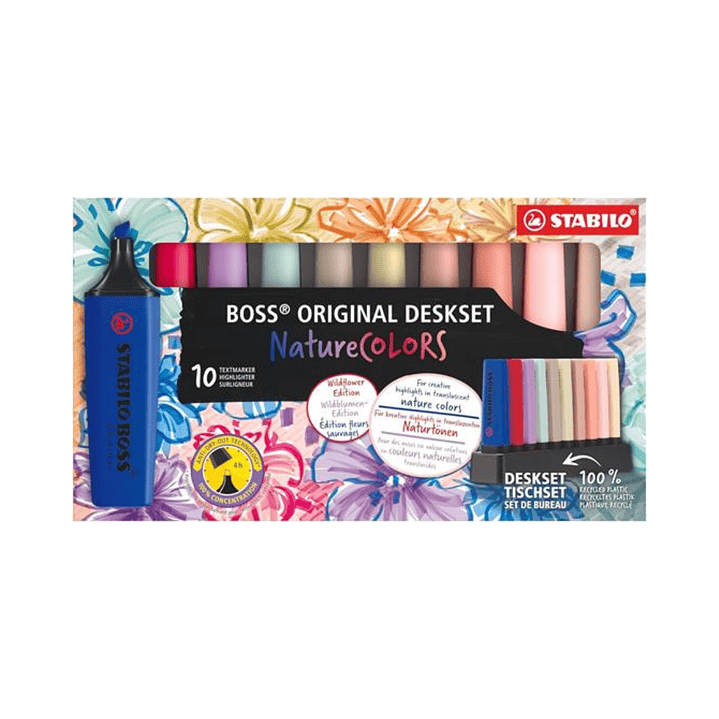 Destacadores Stabilo Boss Nature Wildflower Edition + Deskset 10 Colores 7