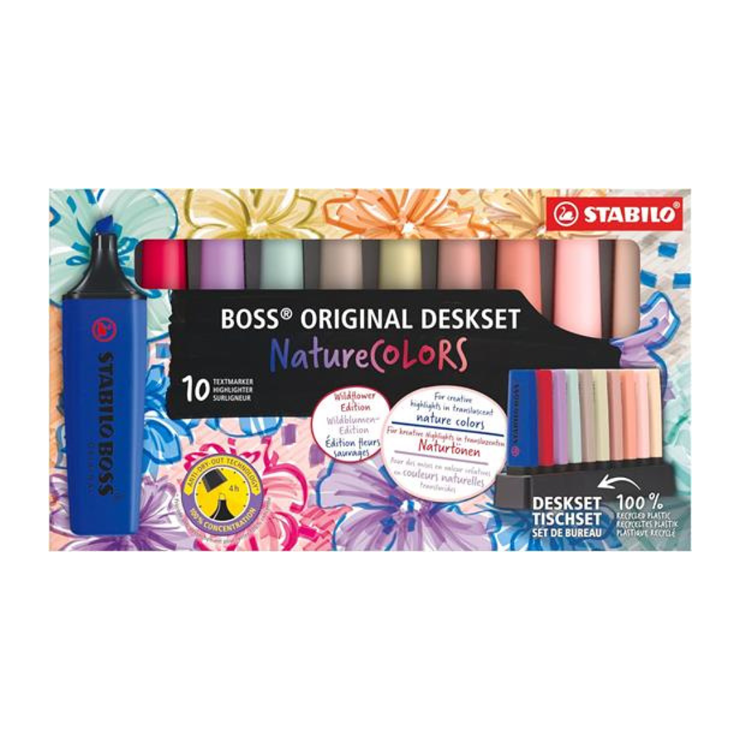 Destacadores Stabilo Boss Nature Wildflower Edition + Deskset 10 Colores 4