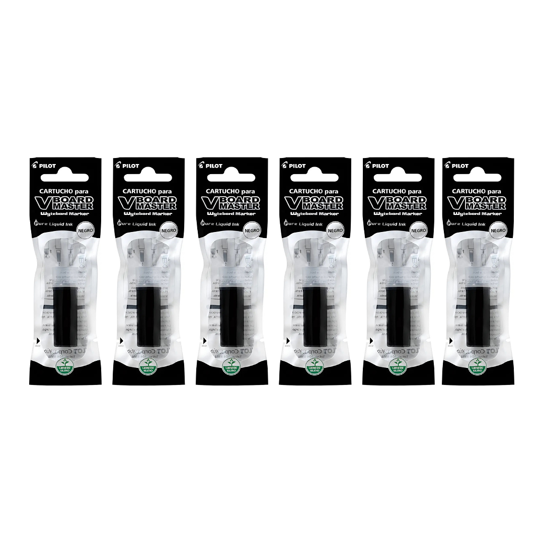 Recarga Plumones Pilot VBoard Pack 6 Cartuchos Color Negro 1