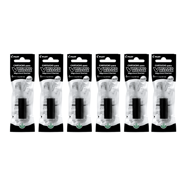 Recarga Plumones Pilot VBoard Pack 6 Cartuchos Color Negro 1