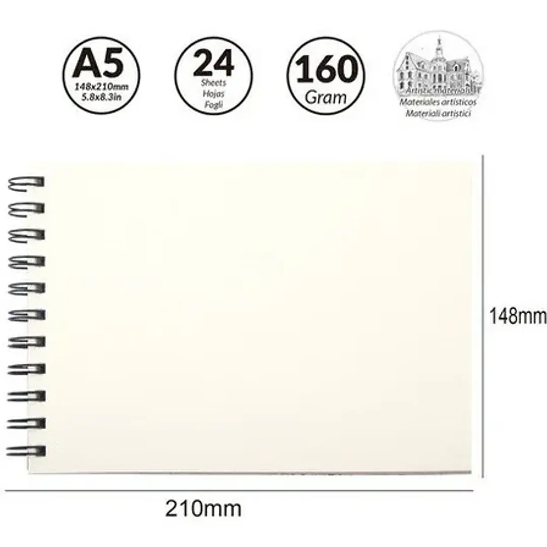 Sketchbook Cuaderno De Dibujo Y Boceto 24hojas A5 160gr. 3