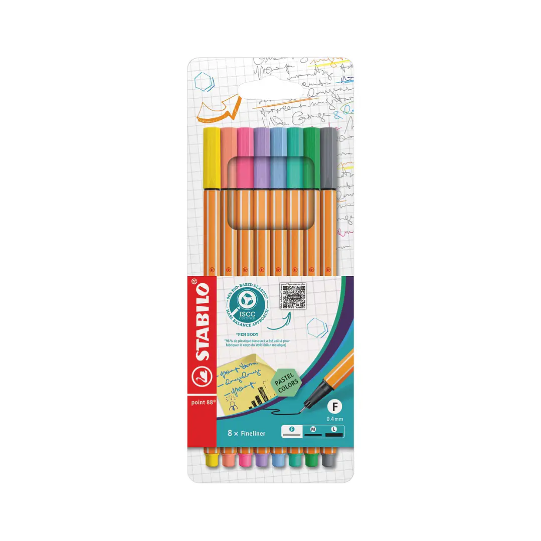 Tiralineas Stabilo Point 88 Set 8 Colores Pastel 0.4 mm  1