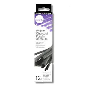 Pack 12 Barras Carboncillo Sauce Daler-Rowney Negro Simply Willow