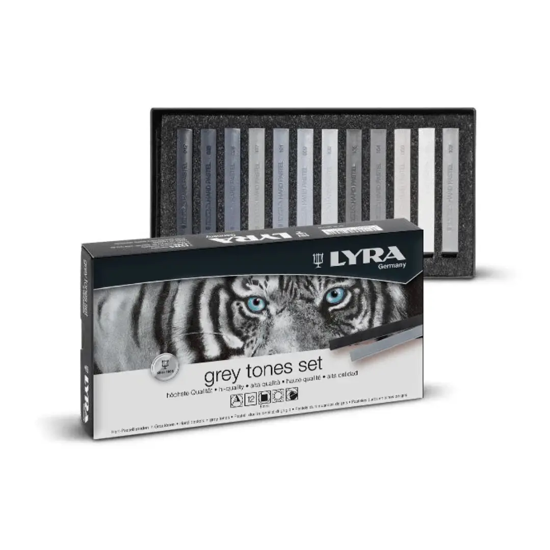Barras Pastel Seco Lyra 12 Colores Tonos grises 1
