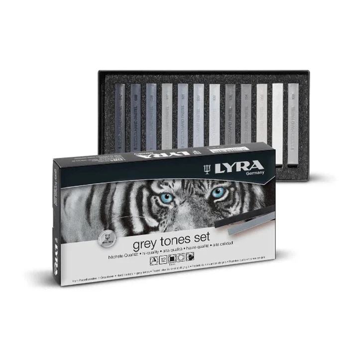 Barras Pastel Seco Lyra 12 Colores Tonos grises 1