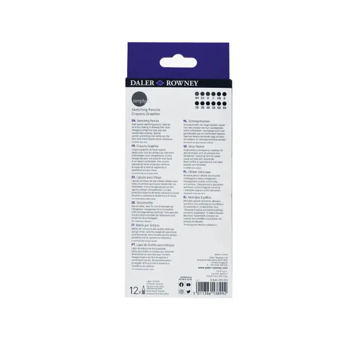 Set de 12 lápices de dibujo Graduados Daler Rowney Simply 7