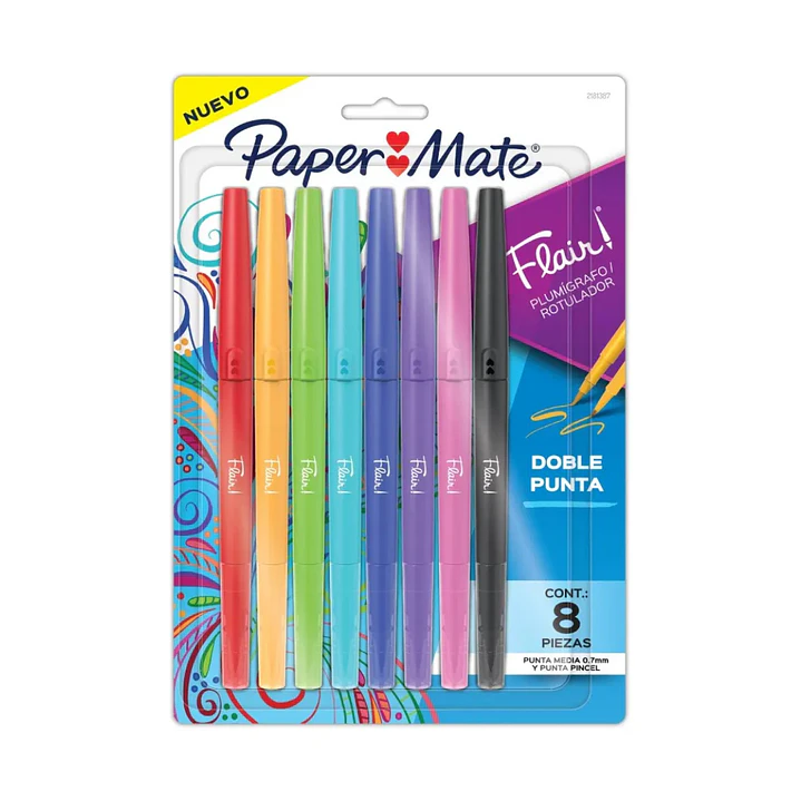 8 Tiralineas Flair Dual Brush Paper Mate Colores Surtidos 1