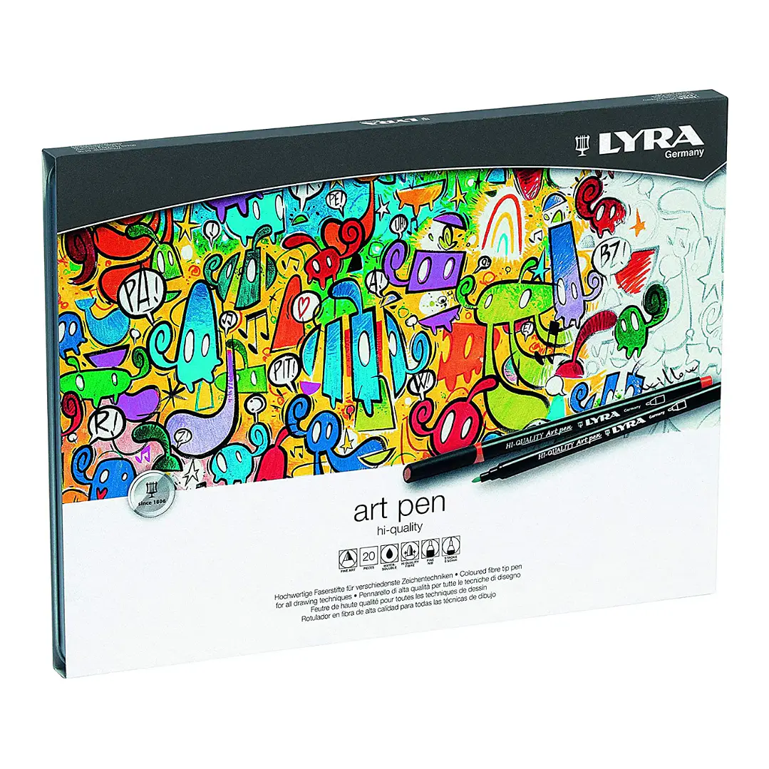 20 Marcadores Art Pen Hi Quality Lyra Caja Metálica 3