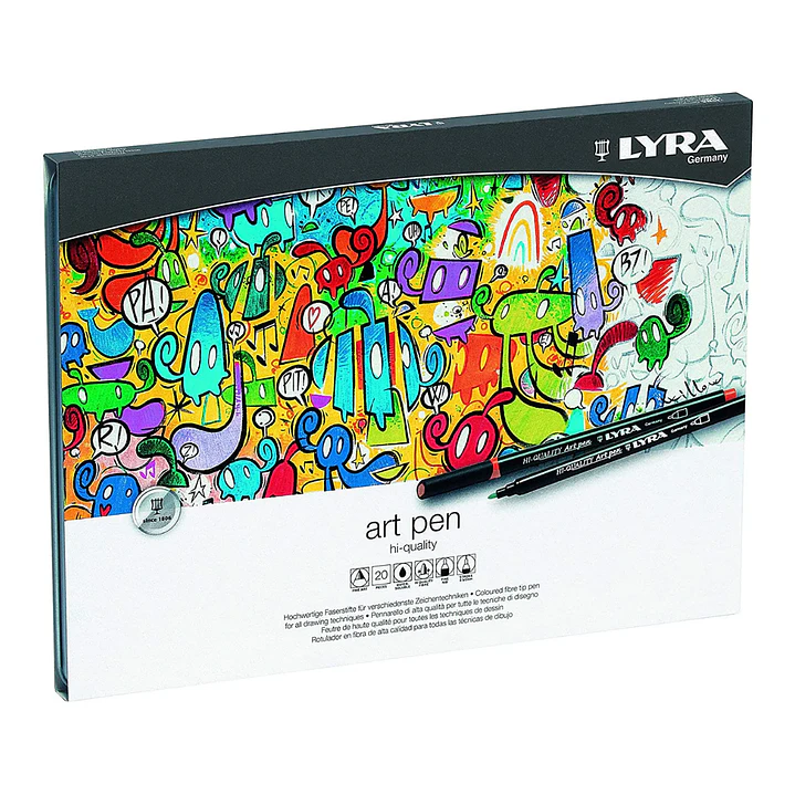 20 Marcadores Art Pen Hi Quality Lyra Caja Metálica 3