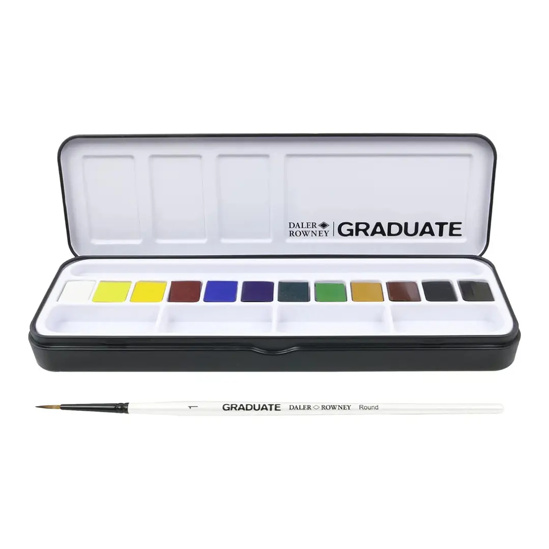 Set Acuarela 12 Colores Daler Rowney Graduate + 1 pincel  3