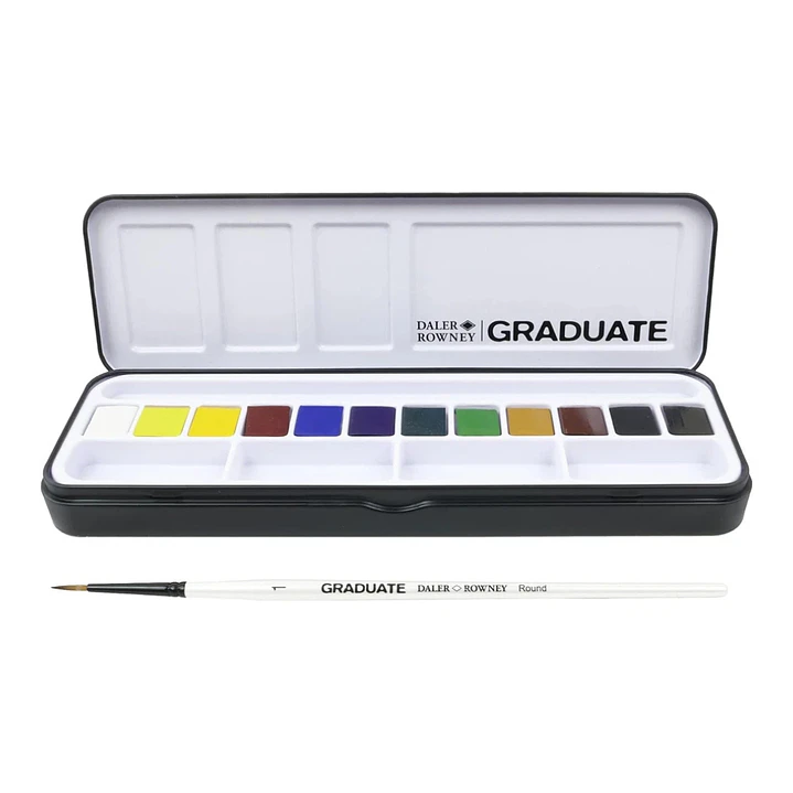 Set Acuarela 12 Colores Daler Rowney Graduate + 1 pincel  3