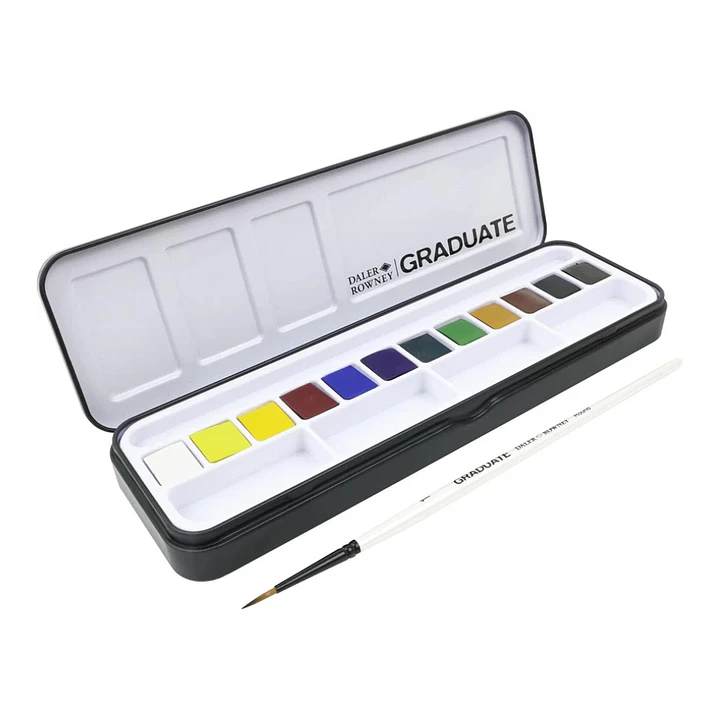 Set Acuarela 12 Colores Daler Rowney Graduate + 1 pincel  2