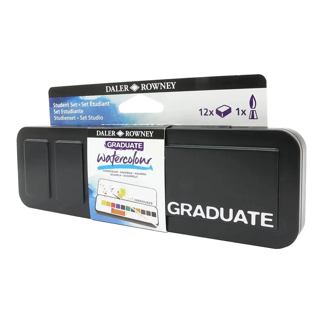 Set Acuarela 12 Colores Daler Rowney Graduate + 1 pincel  4