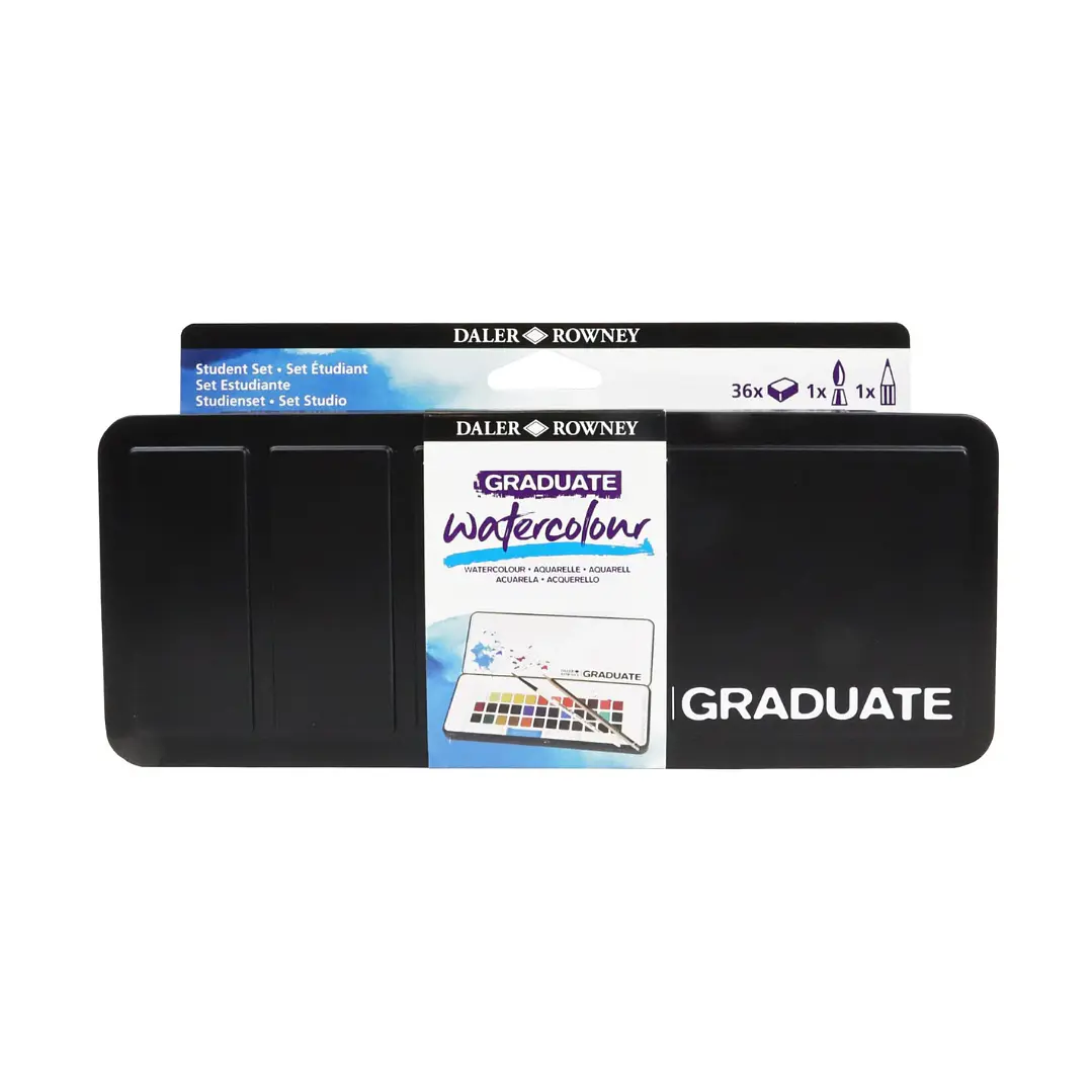 Kit Acuarela Daler Rowney Graduate 36 Colores Lata Negra 1