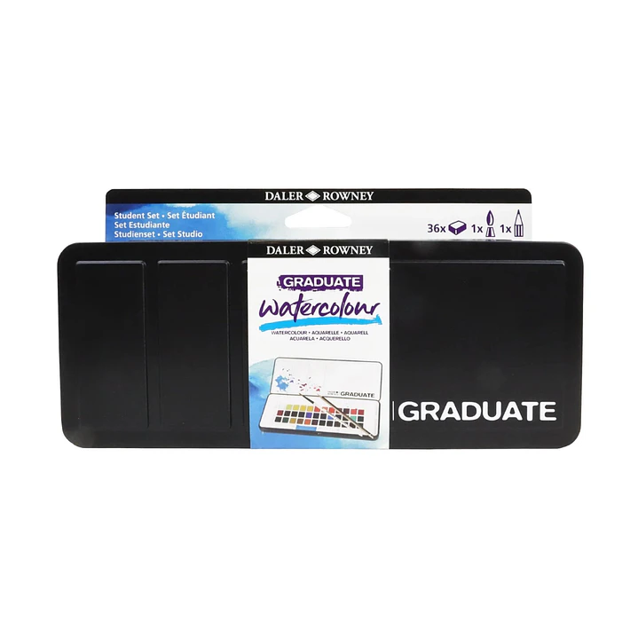 Kit Acuarela Daler Rowney Graduate 36 Colores Lata Negra 1