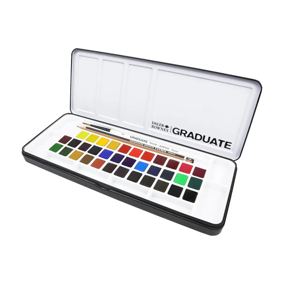 Kit Acuarela Daler Rowney Graduate 36 Colores Lata Negra 3