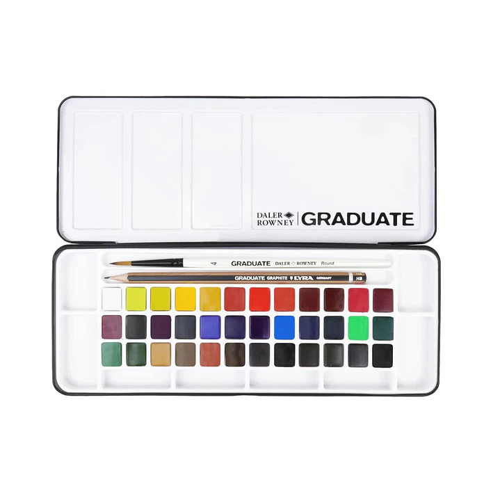 Kit Acuarela Daler Rowney Graduate 36 Colores Lata Negra 4