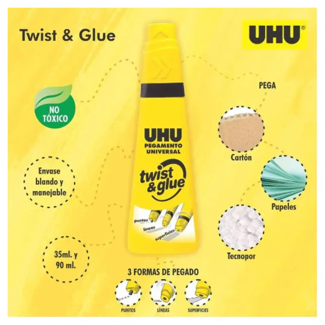 Adhesivo Universal Uhu Twist And Glue 35ml Transparente 4