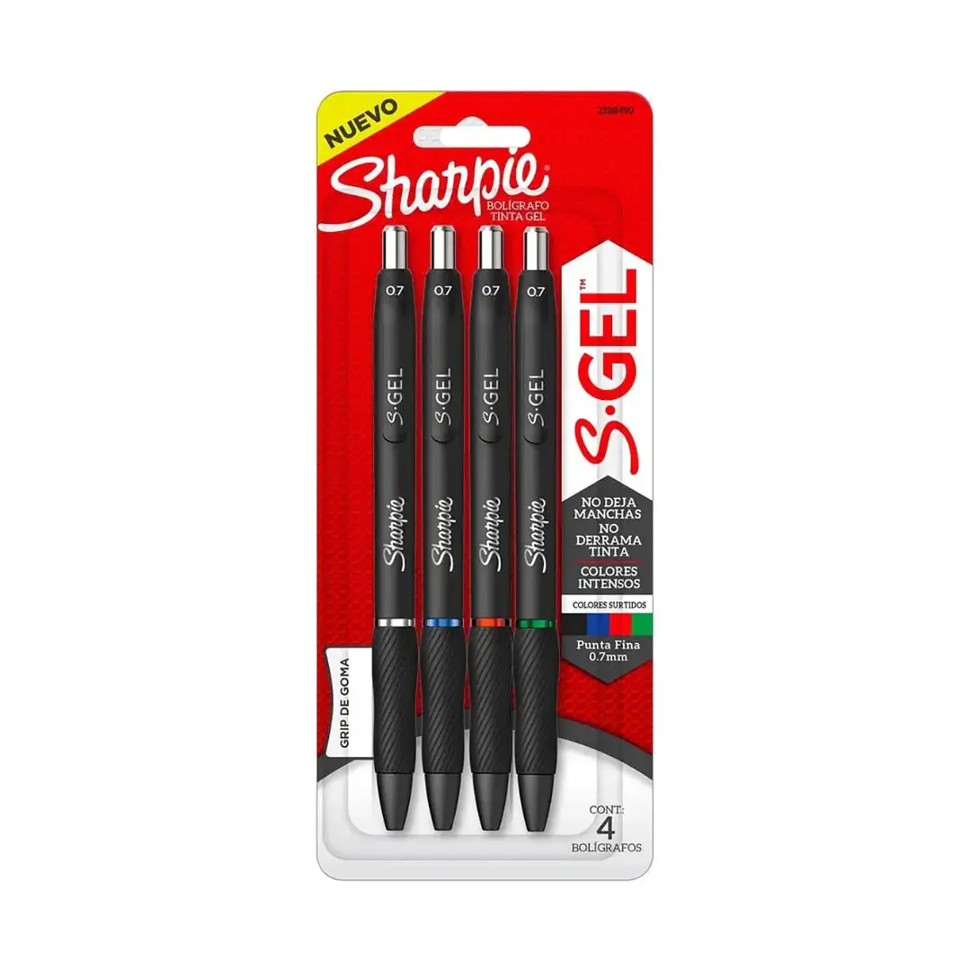 Boligrafo Sharpie Retráctil Tinta Gel 0,7 mm Set 4 Lápices 1