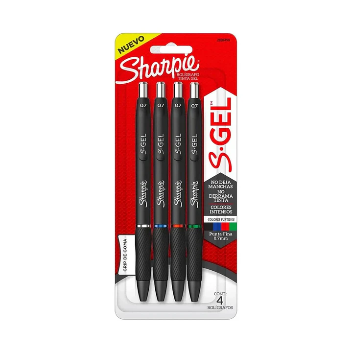 Boligrafo Sharpie Retráctil Tinta Gel 0,7 mm Set 4 Lápices 1