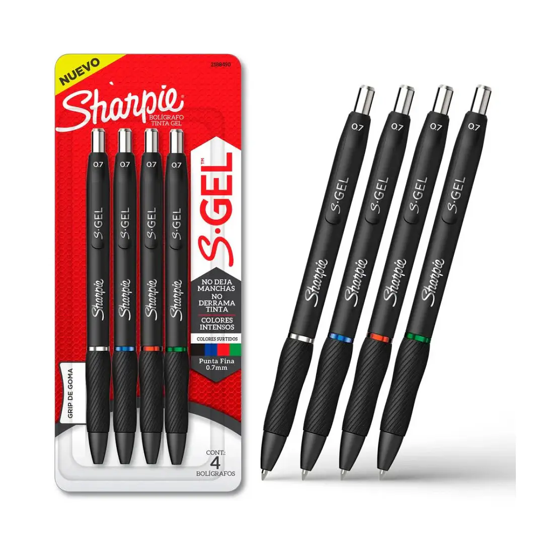 Boligrafo Sharpie Retráctil Tinta Gel 0,7 mm Set 4 Lápices 2