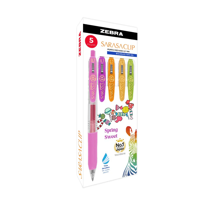 Set 5 Bóligrafos De Gel Zebra Sarasa Clip Spring Sweet 1