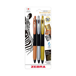 Set 3 Bóligrafos De Gel Zebra Sarasa Clip Metálicos